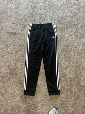 Adidas Mens Black Track Pants with White Stripes joggers XL 18-20